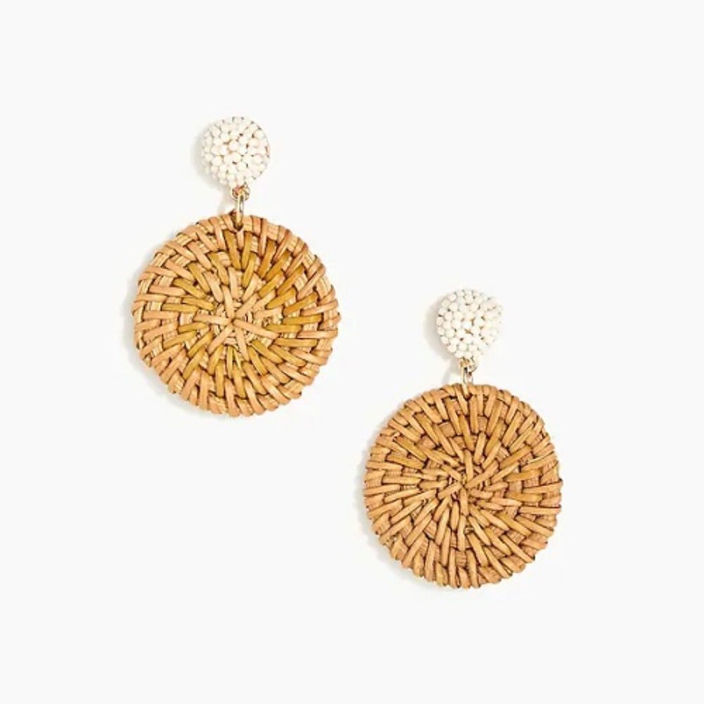 Boho Bead and rattan earrings